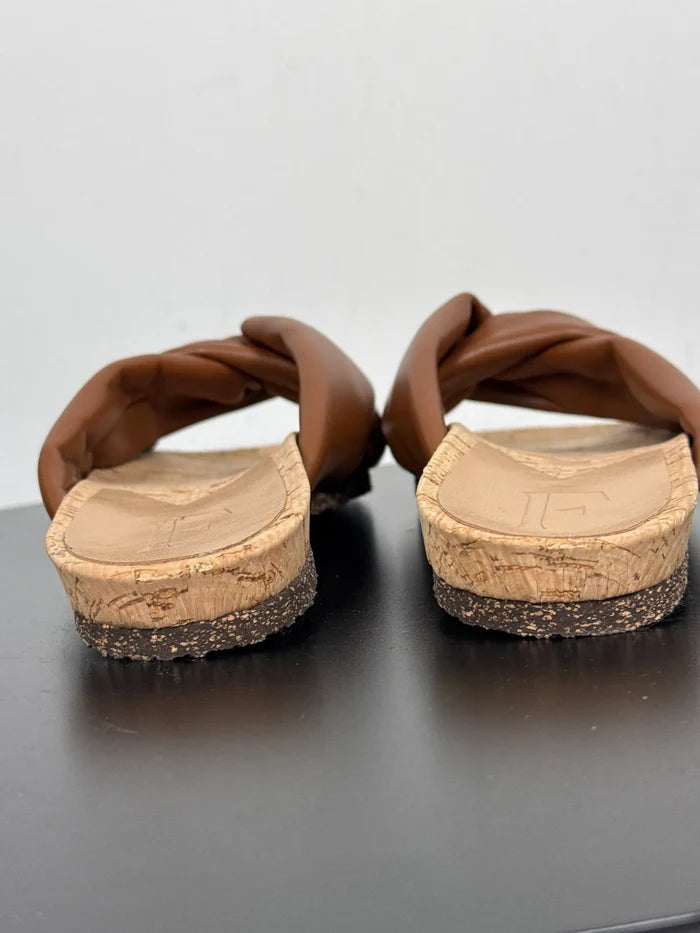 Flattered Lou Brown Vegan-skinnsandaler NWOT