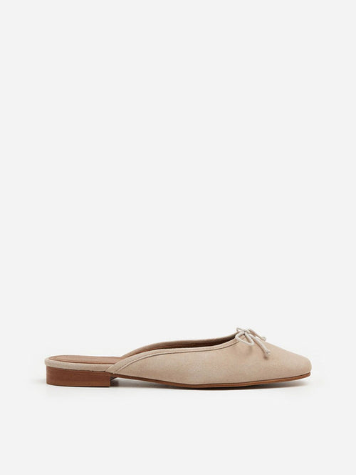 Flattered Malva Beige Suede-ballerinaskor