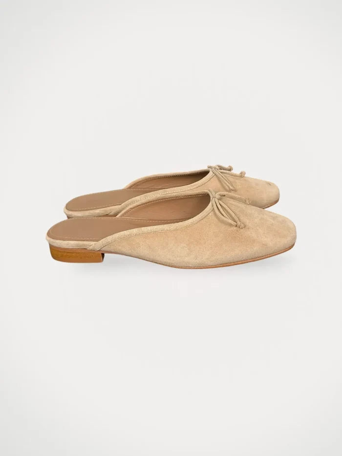 Flattered Malva Beige Suede-ballerinaskor