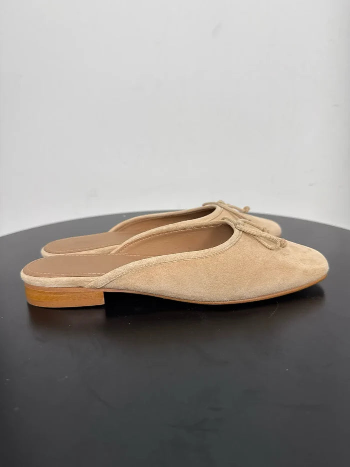 Flattered Malva Beige Suede-ballerinaskor