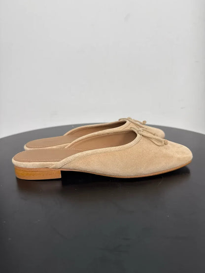 Flattered Malva Beige Suede-ballerinaskor