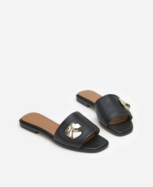 Flattered Mira Black Leather-skinnsandaler NWOT