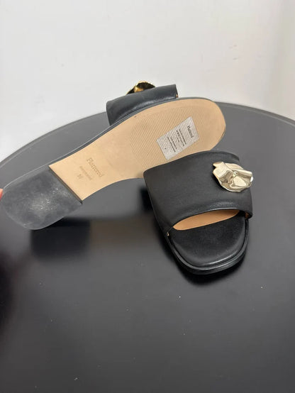 Flattered Mira Black Leather-skinnsandaler NWOT