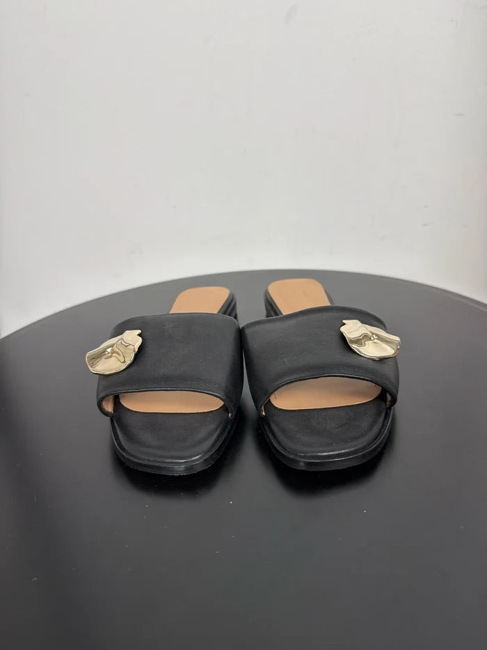 Flattered Mira Black Leather-skinnsandaler NWOT