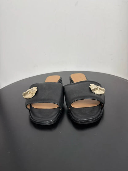 Flattered Mira Black Leather-skinnsandaler NWOT