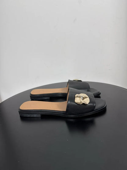 Flattered Mira Black Leather-skinnsandaler NWOT