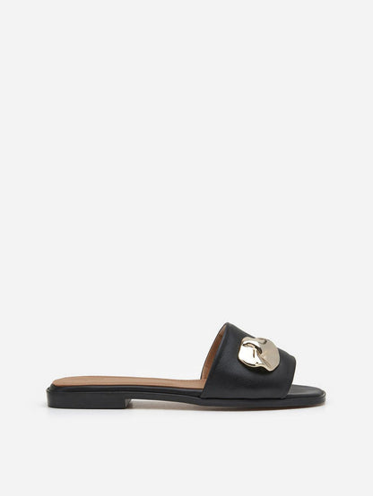 Flattered Mira Black Leather-skinnsandaler