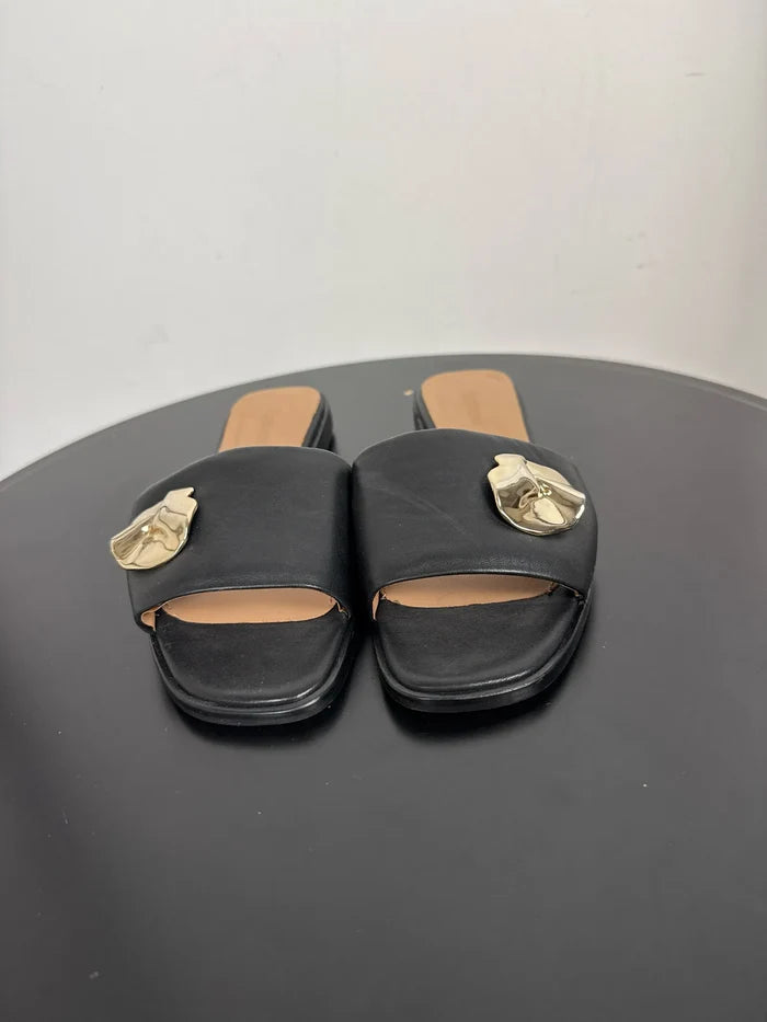 Flattered Mira Black Leather-skinnsandaler