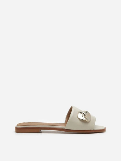 Flattered Mira Creme Leather-skinnsandaler NWOT