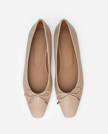 Flattered Monica Leather Beige-skinnballerinaskor
