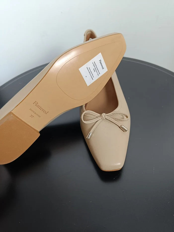 Flattered Monica Leather Beige-skinnballerinaskor
