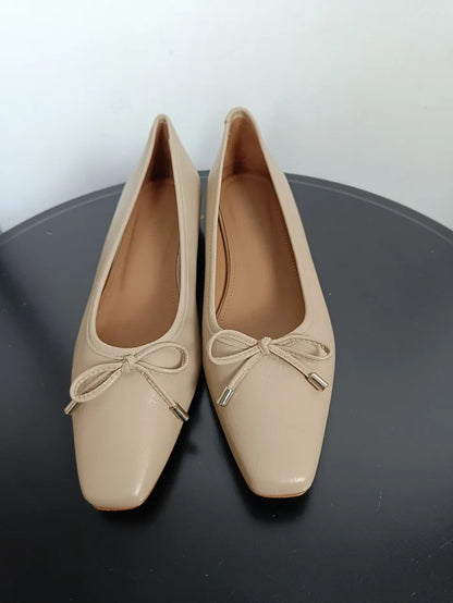 Flattered Monica Leather Beige-skinnballerinaskor