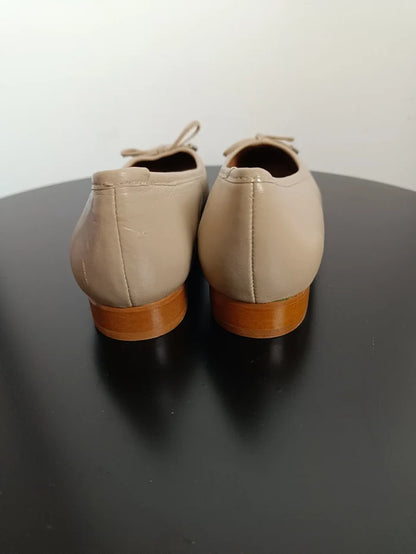 Flattered Monica Leather Beige-skinnballerinaskor