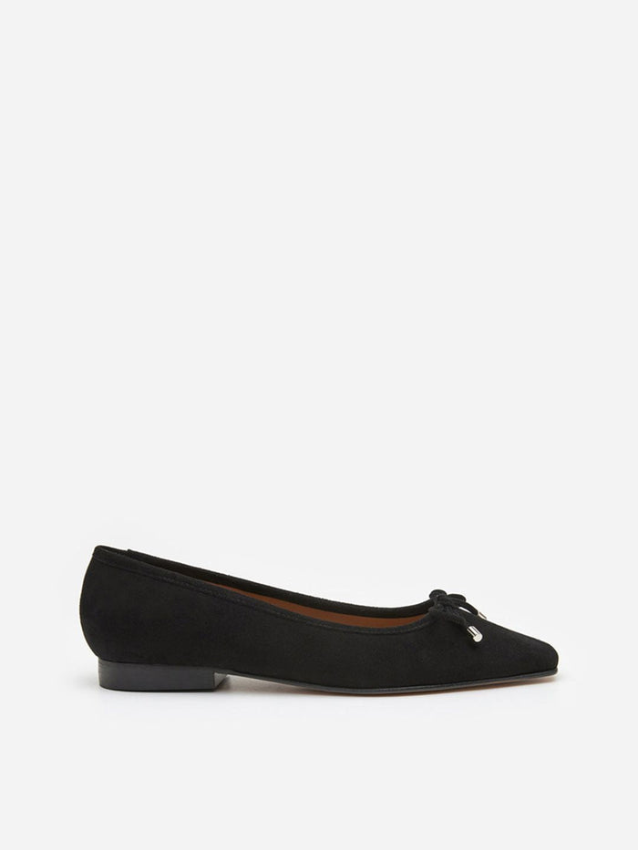 Flattered Monica Suede Black-ballerinaskor