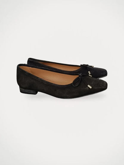 Flattered Monica Suede Black-ballerinaskor