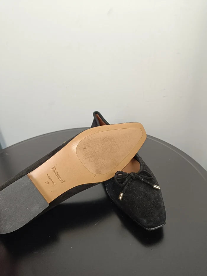Flattered Monica Suede Black-ballerinaskor
