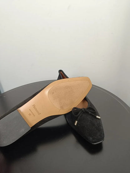 Flattered Monica Suede Black-ballerinaskor