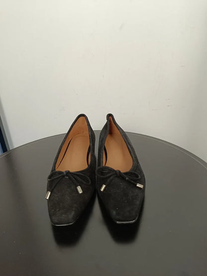 Flattered Monica Suede Black-ballerinaskor