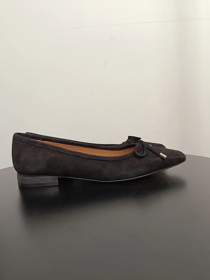 Flattered Monica Suede Black-ballerinaskor