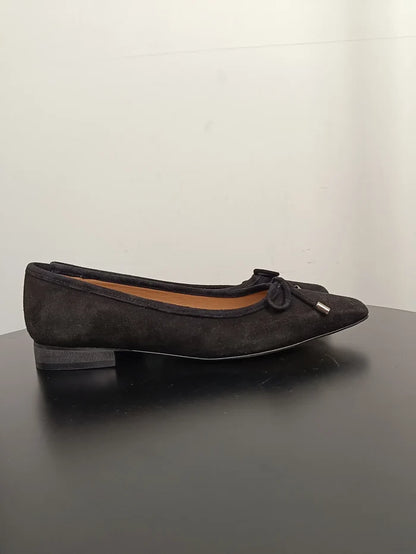 Flattered Monica Suede Black-ballerinaskor