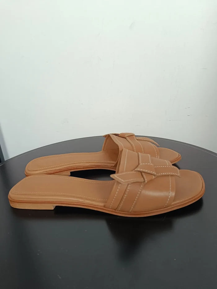 Flattered My Cognac Leather-skinnsandaler