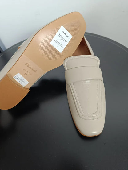 Flattered Vivienne Creme Leather-skinnloafers NWOT