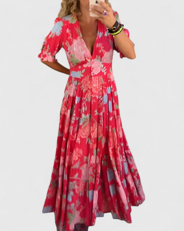 JOCASTA – RADIANT BLOOM FLOWING MAXI DRESS