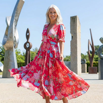 JOCASTA – RADIANT BLOOM FLOWING MAXI DRESS