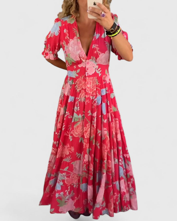 JOCASTA – RADIANT BLOOM FLOWING MAXI DRESS