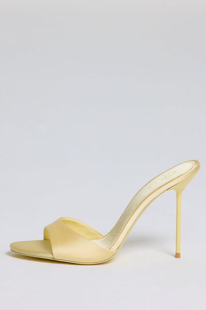 Heeled Mule Sandal in Butter Yellow