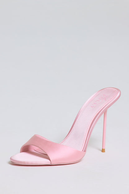 Heeled Mule Sandal in Soft Pink