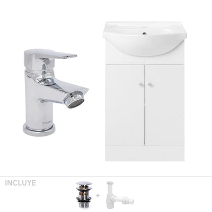 Pack  Baño Soria | Mueble Vanitorio Blanco + Grifería