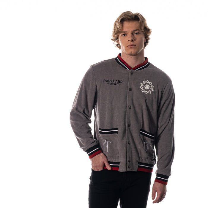 PORTLAND THORNS MEN'S TERRY BUTTON BOMBER
