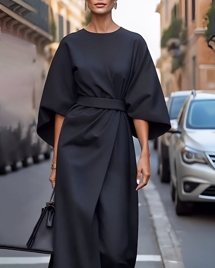 Rowena - Minimalist Belted Luxe Dress