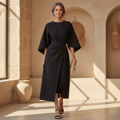 Rowena - Minimalist Belted Luxe Dress