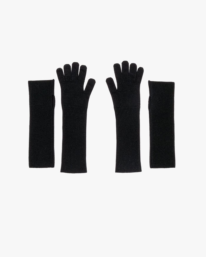 -SALE- Mercerized Fine Wool Knit Layered Gloves