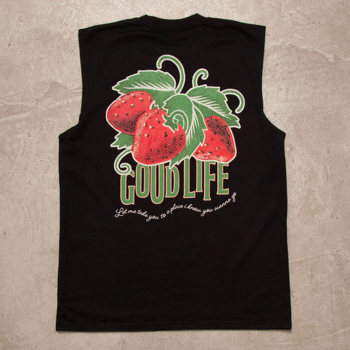 Strawberry Good Life Back Print - Tank Tshirt - Black
