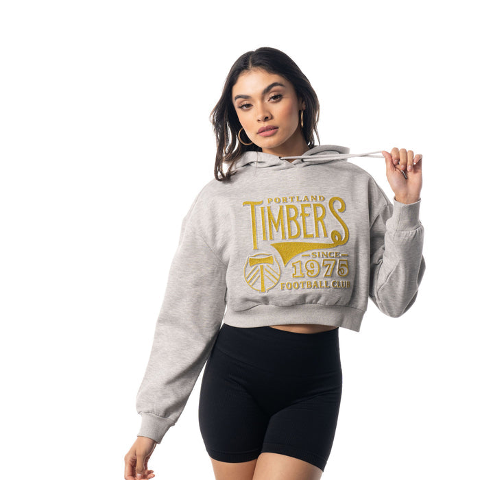 TIMBERS FC LADIES LONG SLEEVE CROPPED GLITTER HOODIE