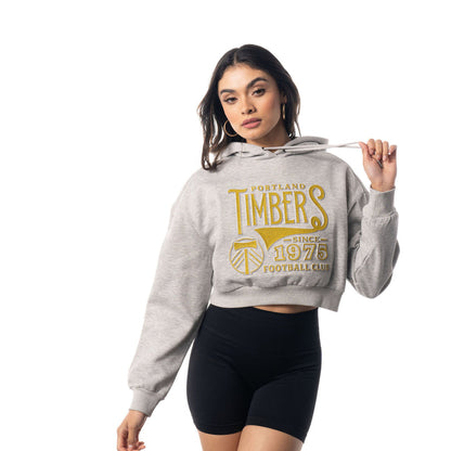 TIMBERS FC LADIES LONG SLEEVE CROPPED GLITTER HOODIE