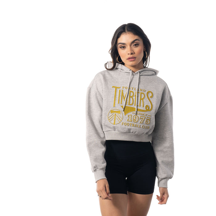TIMBERS FC LADIES LONG SLEEVE CROPPED GLITTER HOODIE