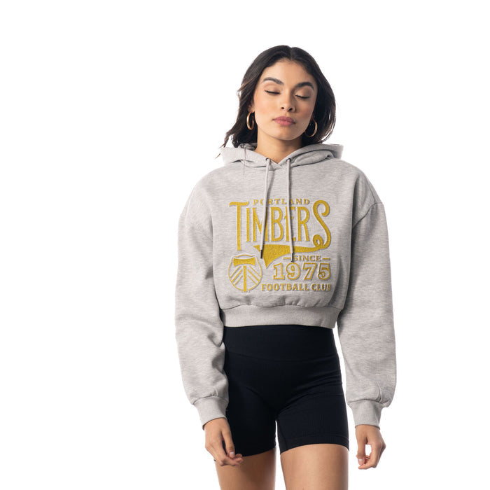 TIMBERS FC LADIES LONG SLEEVE CROPPED GLITTER HOODIE