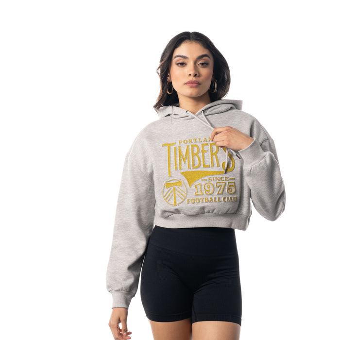 TIMBERS FC LADIES LONG SLEEVE CROPPED GLITTER HOODIE