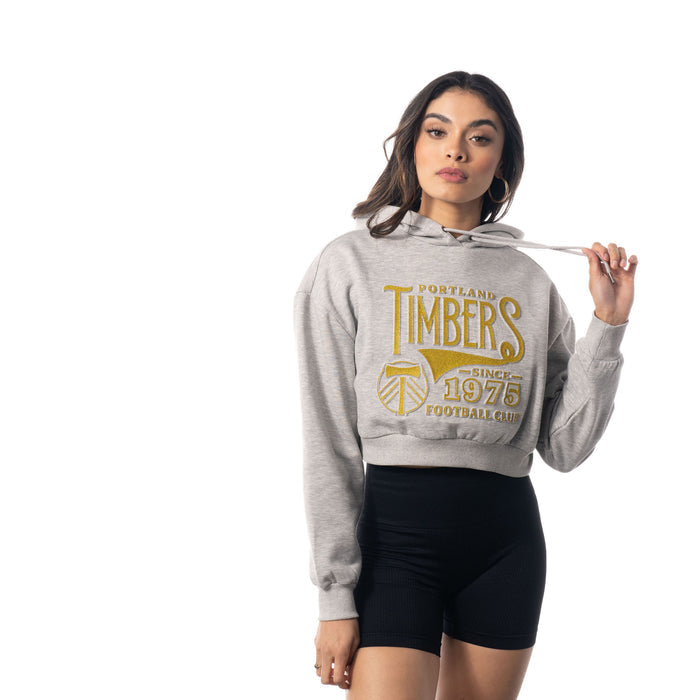 TIMBERS FC LADIES LONG SLEEVE CROPPED GLITTER HOODIE
