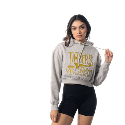 TIMBERS FC LADIES LONG SLEEVE CROPPED GLITTER HOODIE